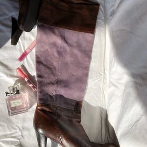 Nine West Brown and Purple Soft Leather Boots